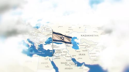 Israel-Landkarte Und Flagge Mit Wolken