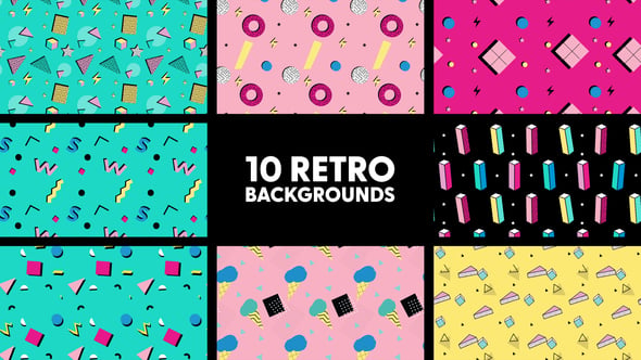 Vibrant Retro 80s Geometric Animated Backgrounds, Elements ft. abstract ...
