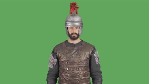 Warrior Roman Legionnaire. Green Screen Video.