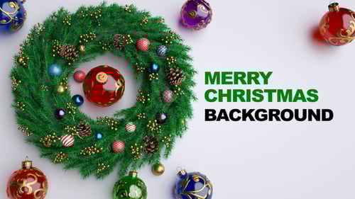 Christmas Wreath and Ornaments Holiday Background Animation