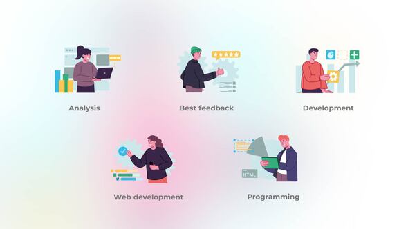Web development - Flat concept, Elements ft. analysis & animation - Envato