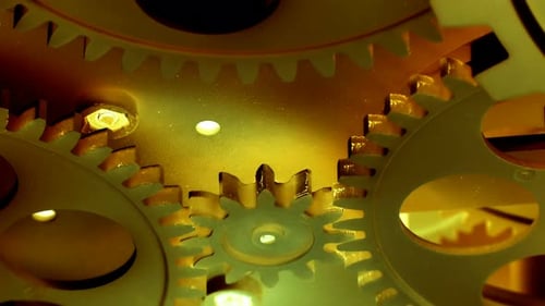Rotating Clockwork Gears Close Up