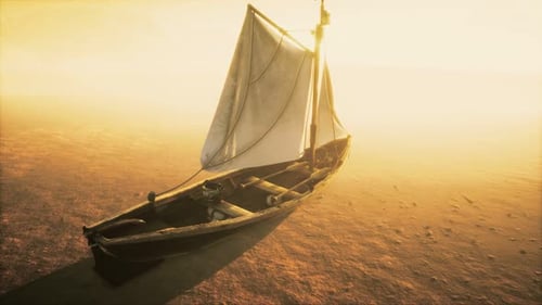 Bateau de pêche ou de pêcheur abandonné dans le désert