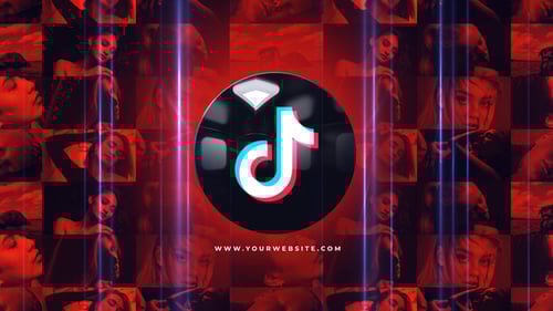 Dynamic Red Logo Reveal with Glitch Grid