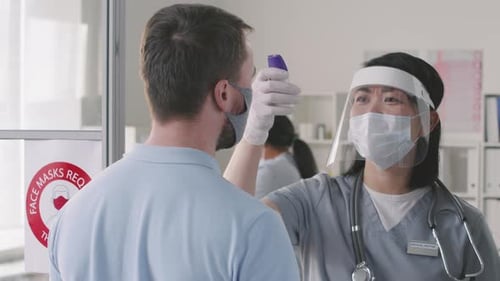 Temperature Check at Medical Office Entrance