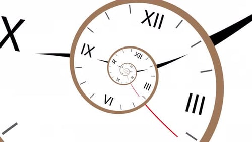 Infinity time spirals clock animation. Infinity life concept. droste effect