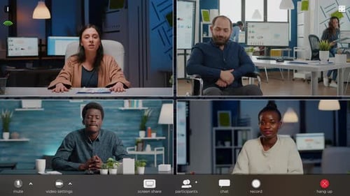 Team Meeting Online Through Video Conference