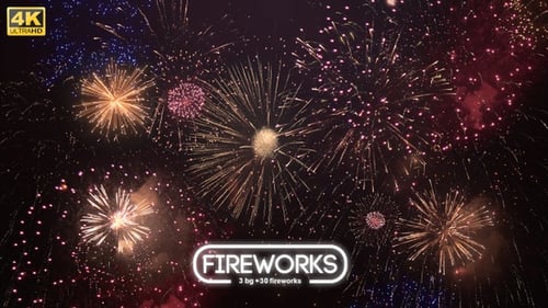 Vibrant Fireworks Explosions Loop for Celebratory Backgrounds