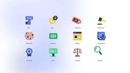 Auction - Flat Icons