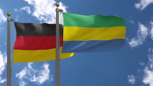 Waving National Flags of Germany and Gabon