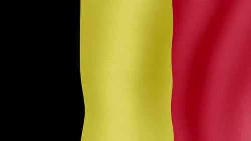 Waving Flag of Belgium in Black Yellow Red