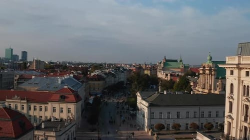 City Aerial View of European City with Buildings