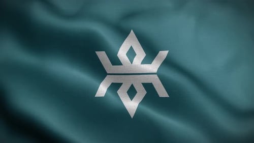 Animated Waving Flag with Abstract Geometric Symbol Background