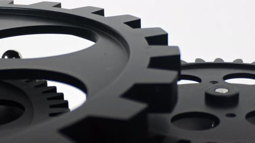 Black Gears System Working Close Up