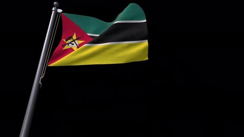 Waving Mozambique National Flag with Alpha Channel