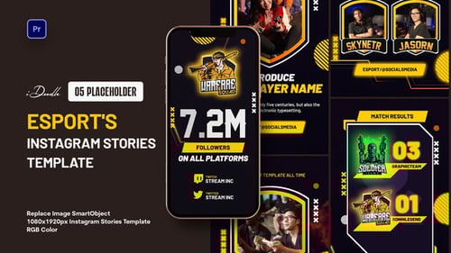 Esports Gaming Instagram Stories with Dynamic Player Profiles