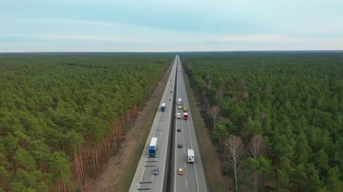 Aerial View. Traffic on a Motorway, Germany, Hyperlapse