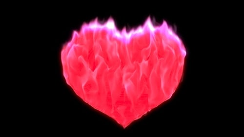 Animated Glowing Heart with Abstract Fire