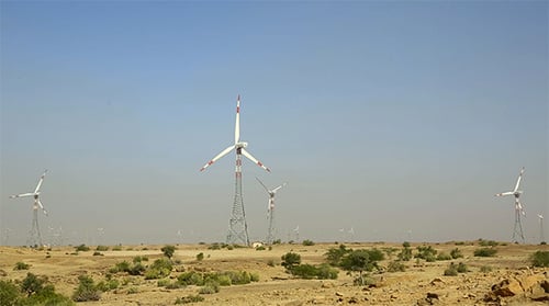 Wind Turbines in Desert Landscape