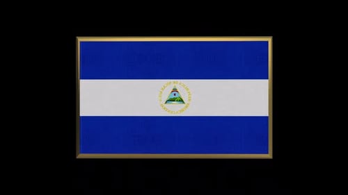 Nicaragua Flag 3D Rotation Animation with Golden Frame