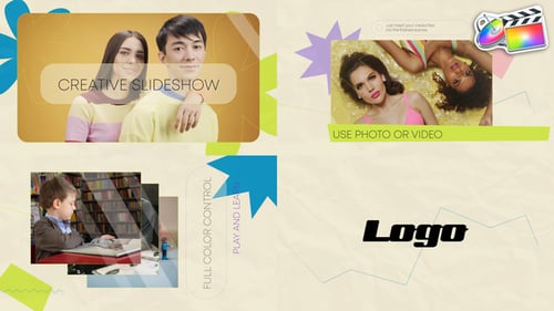 Playful Animated Slideshow with Bright Geometric Transitions
