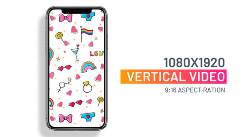 Animated Sketchy LGBTQ+ Pride Symbols Vertical Scrolling Pattern