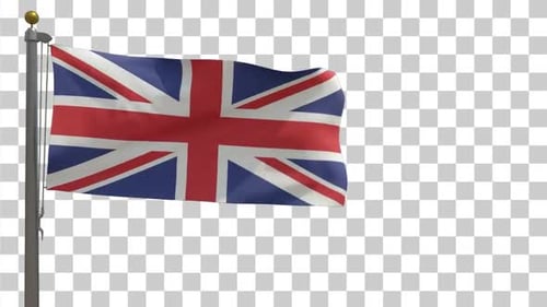 Realistic Waving Union Jack Flag Loop with Transparent Background