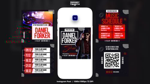 DJ tours party Instagram Post Template