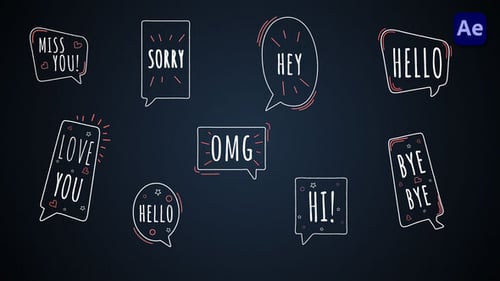 Animated Hand Drawn Speech Bubble Text Expressions