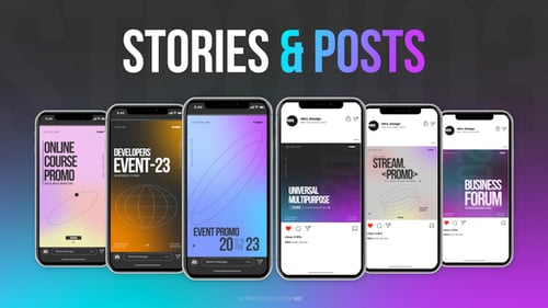 Animated Social Media Stories and Posts with Geometric Design