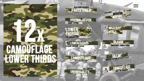 Camouflage Military Lower Thirds with Modern Skewed Design