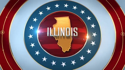 Illinois Landkarte mit Flagge 4K der Vereinigten Staaten von Amerika