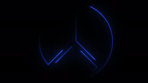 Blue Neon Peace Sign Drawing Animation