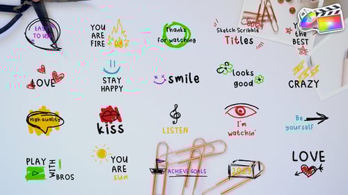 Playful Hand-Drawn Sketch Scribble Titles and Elements Pack