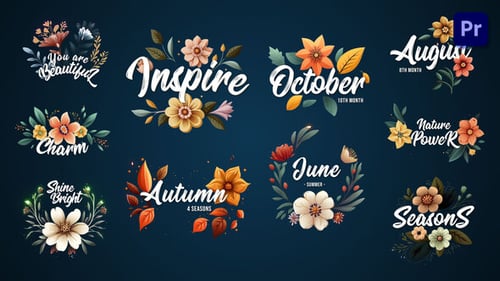 Animated Floral Titles with Elegant Cursive Text and Glowing Effects