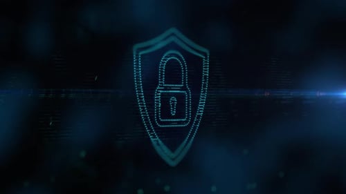 Futuristic Security Shield Padlock Logo Reveal Animation