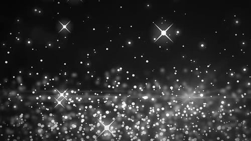 Animation mehrerer glühender weißer Lichtpunkte, die sich in hypnotischer Bewegung auf schwarzem Hintergrund bewegen