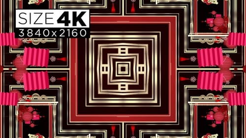 Animated Red and Gold Chinese New Year Decorative Kaleidoscope