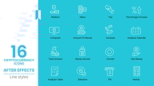 Cryptocurrency Icon Set Line Pack