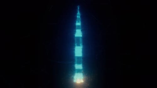 Saturn V Rocket Hud Hologram Style 3d Scanning 4k