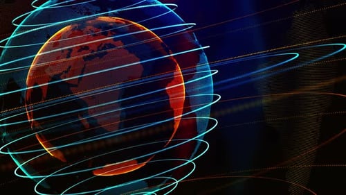 Futuristic Digital Earth Globe with Connecting Data Lines Background