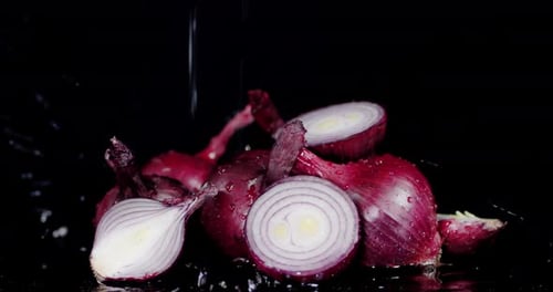 Close up of Red Onions with Water