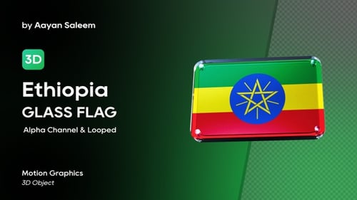 Glossy 3D Ethiopian Flag Plaque Animation