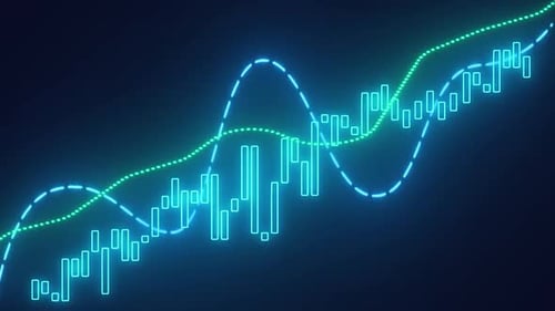 Animated Neon Glowing Financial Data Charts