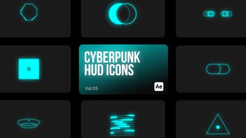 Animated Neon HUD Icons for Futuristic Interfaces