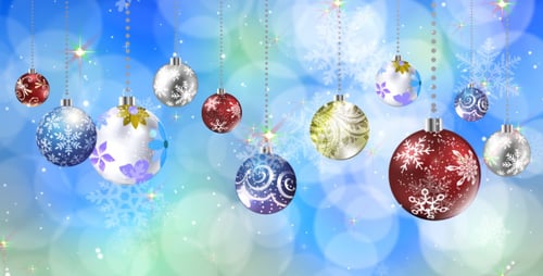 Sparkling Christmas Ornaments and Snowflakes Festive Animation Background
