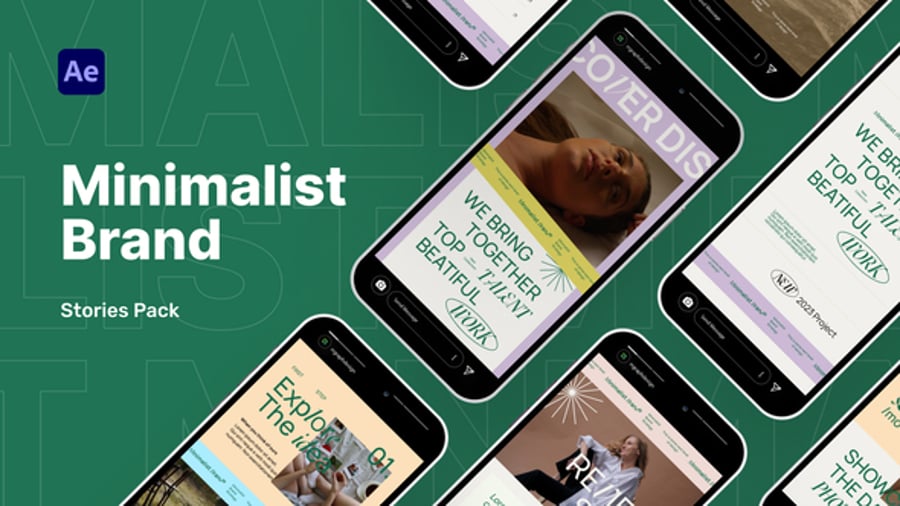 Cover for Minimalist Brand Stories Pack Video Display After Effect Template