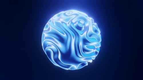 Blue Shiny Metal Wavy Ball Seamless 3d Animation Loop