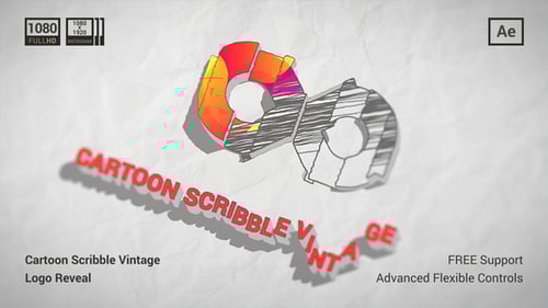 Cartoon Scribble Vintage Logo Reveal
