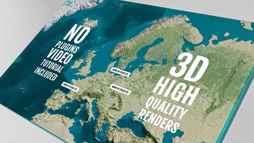 Animated 3D Topographic Map of Europe with Custom Place Markers